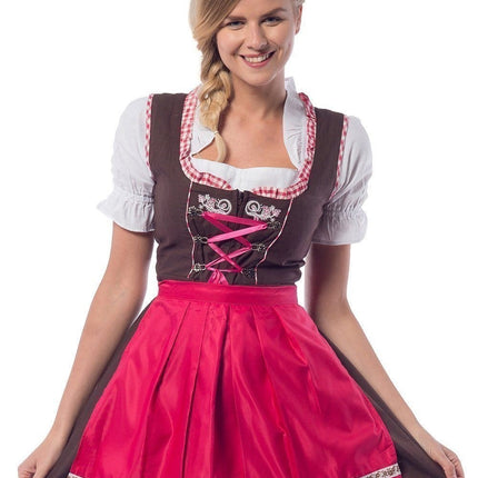 Vestido Dirndl Oktoberfest Rosa 3 piezas