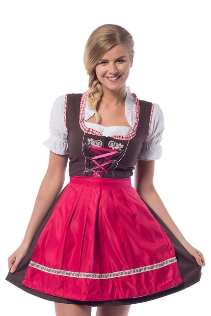 Vestido Dirndl Oktoberfest Rosa 3 piezas