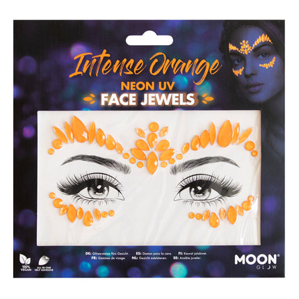 Brillo de Luna Joyas Faciales UV Neón Naranja Intenso