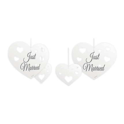 Set de Decoración Colgante Just Married Corazones 5 piezas