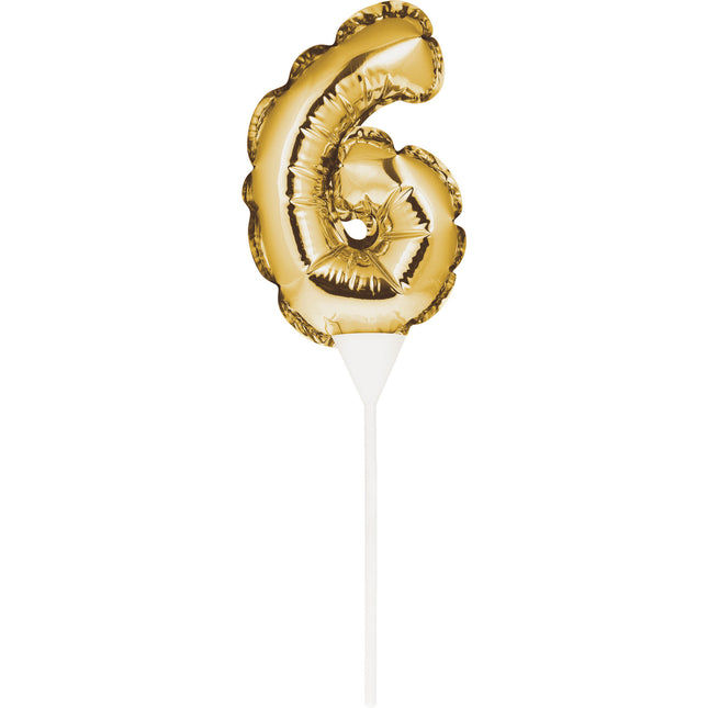 Gold Cake topper 6 Años Globo 13cm