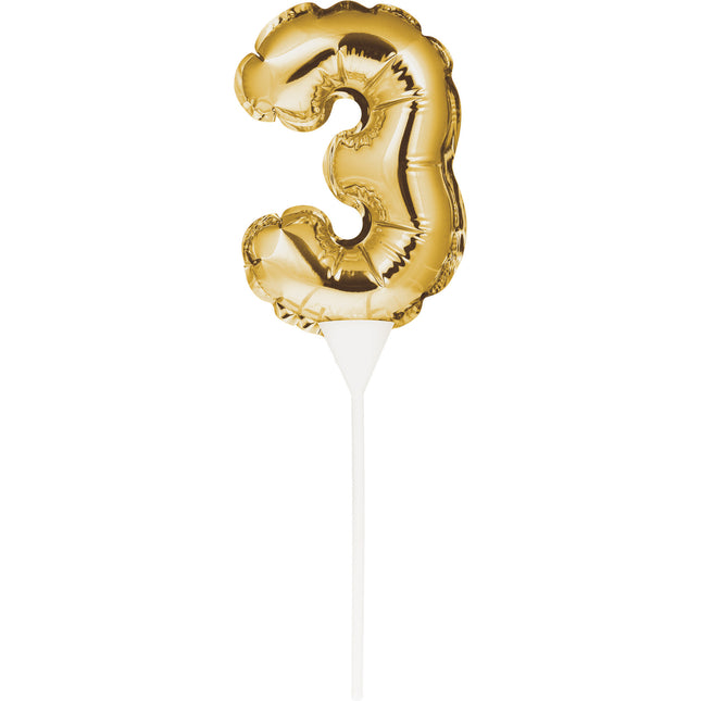 Gold Cake topper 3 Años Globo 13cm