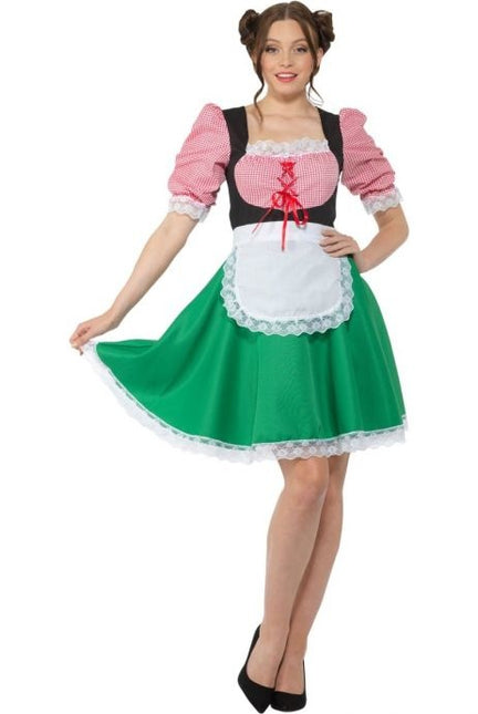 Vestido Dirndl Oktoberfest Rojo Verde