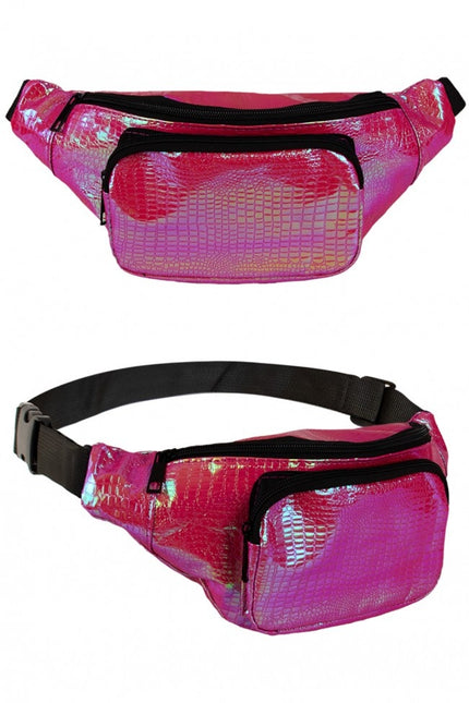 Bolso Hip Piel Serpiente Estampado Fucsia