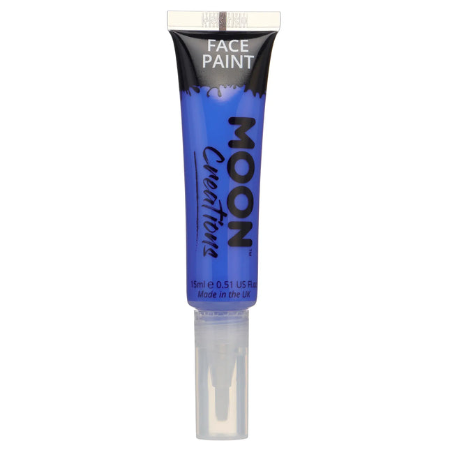 Moon Creations Pintura facial con pincel aplicador Azul oscuro 15ml