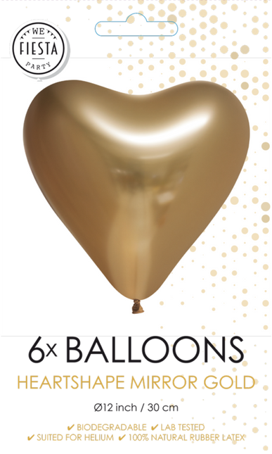 Globos Corazón Oro 30cm 6pcs