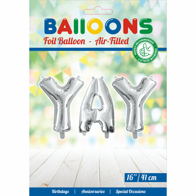 Globos Letra Set Yay Plata 41cm