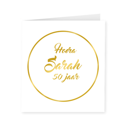 Tarjeta Sarah 50 Años Oro Blanco 15cm