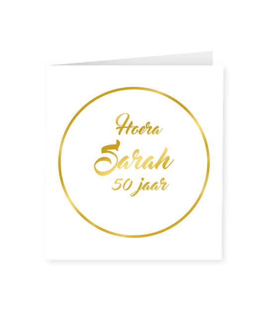 Tarjeta Sarah 50 Años Oro Blanco 15cm