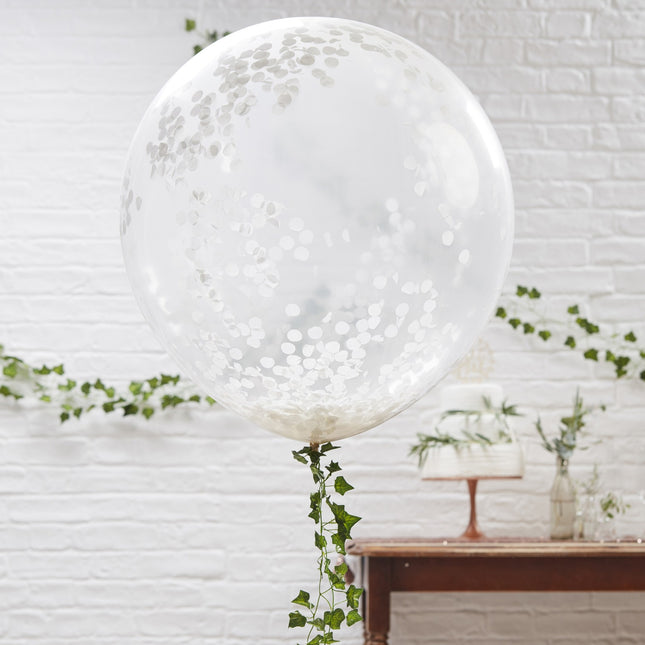 Globos Confeti Blanco 90cm 3pcs