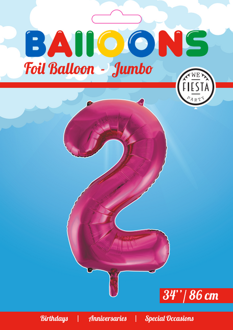 Globo Foil Figura 2 Fucsia XL 86cm vacío