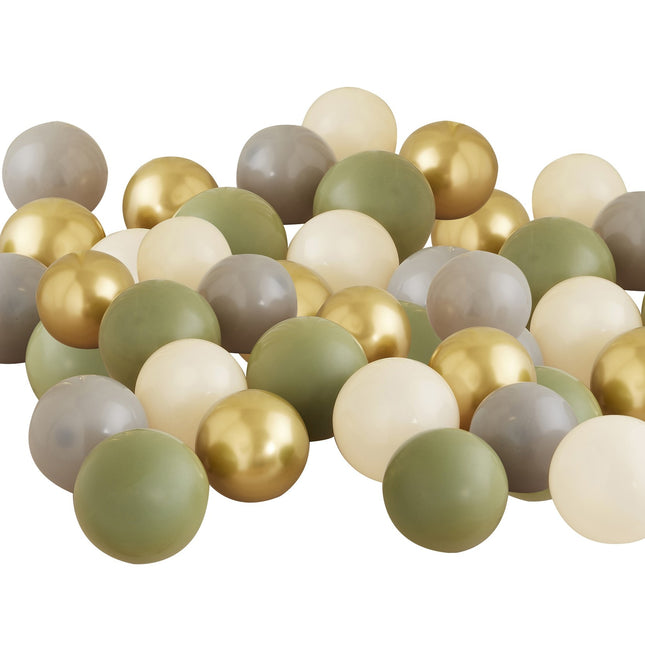 Globos Verde Oro Gris Beige 13cm 40pcs