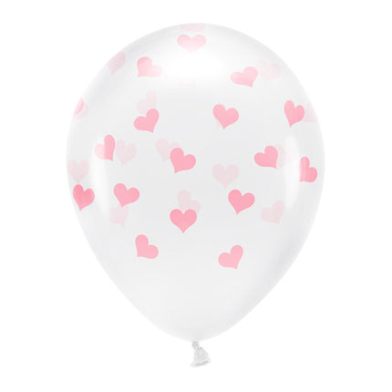 Globos Blancos Corazones Rosa Claro 33cm 6pcs