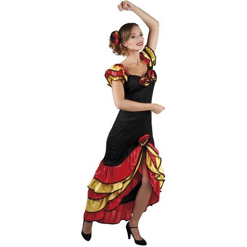 Traje Español Flamenco Rojo Amarillo