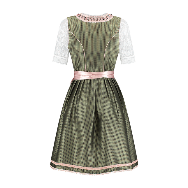 Vestido Dirndl Blanco Verde Oktoberfest Señoras 2 Piezas