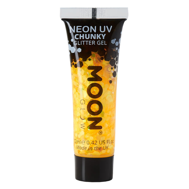 Moon Glow Neon UV Gel Brillo Grueso Amarillo Dorado 12ml