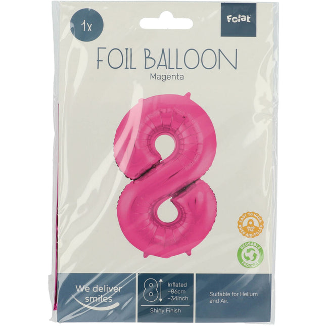 Globo Foil Figura 8 Fucsia Metalizado XL 86cm vacío