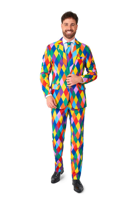 Traje de payaso arco iris para hombre Suitmeister