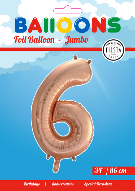 Globo Figura 6 Oro Rosa XL 86cm vacio