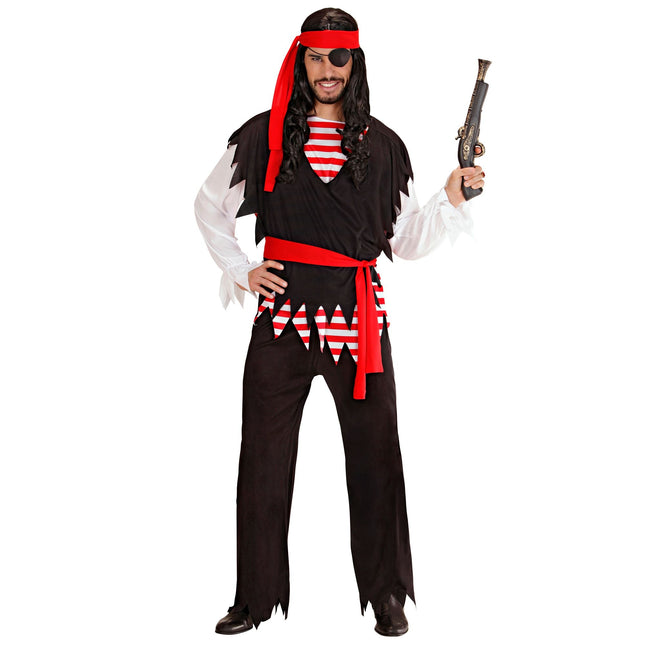 Disfraz de Pirata Rojo Negro Rayas Hombre