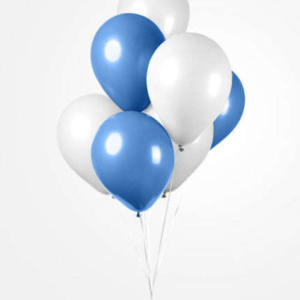 Globos Blancos Azules 30cm 10pcs