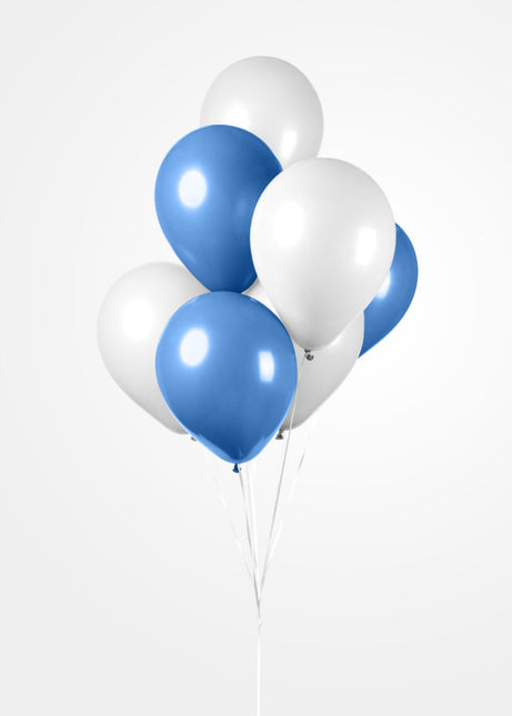 Globos Blancos Azules 30cm 10pcs