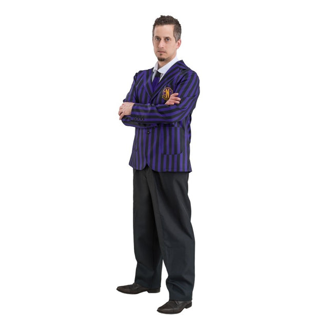 Disfraz Miércoles Uniforme Escolar Negro/Morado Hombre