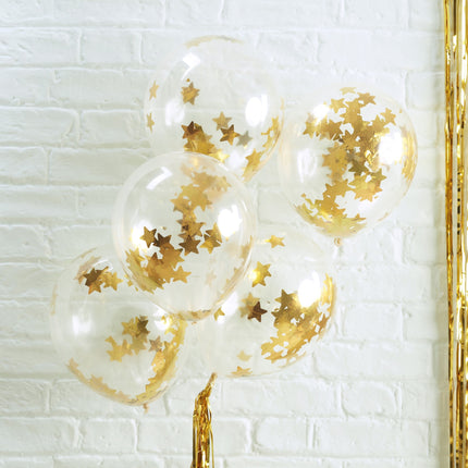 Globos Confeti Oro Estrellas 30cm 5pcs