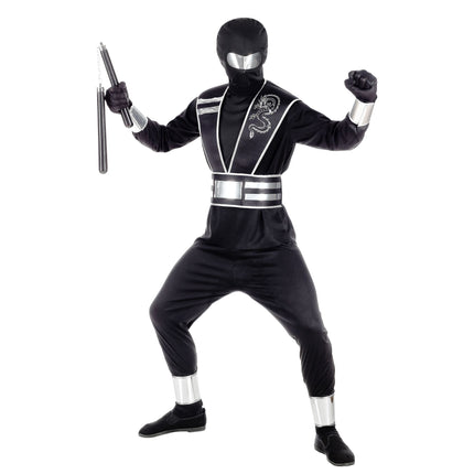 Traje Ninja Negro Plata Niño