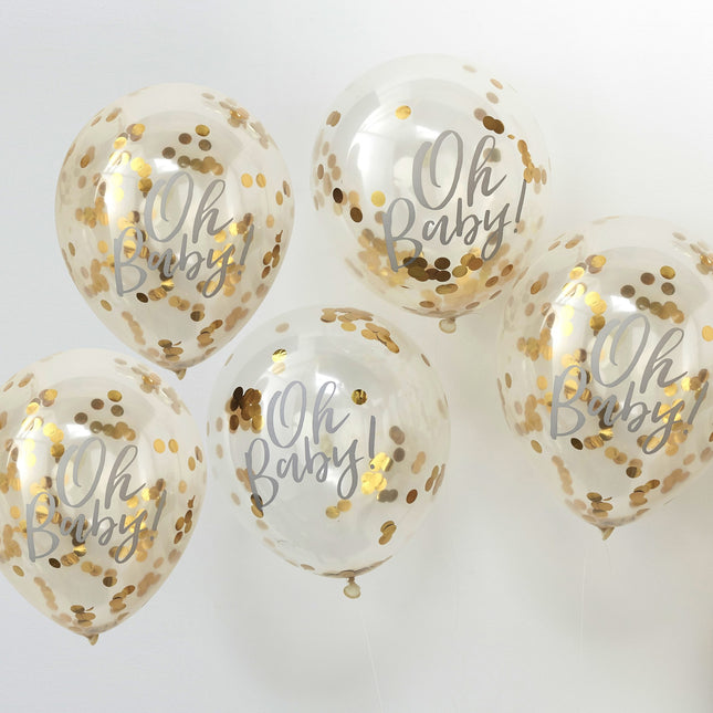 Globos Confeti Oro Oh Baby 30cm 5pcs