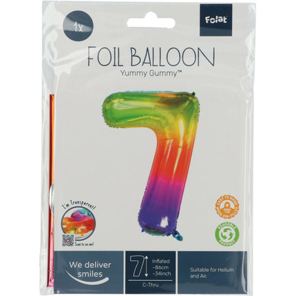 Globo Foil Figura 7 Arco Iris XL 81cm vacío