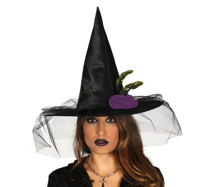 Sombrero de bruja de Halloween Velo