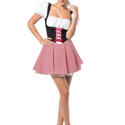 Vestido Dirndl Oktoberfest Rojo Negro