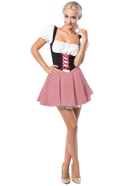 Vestido Dirndl Oktoberfest Rojo Negro