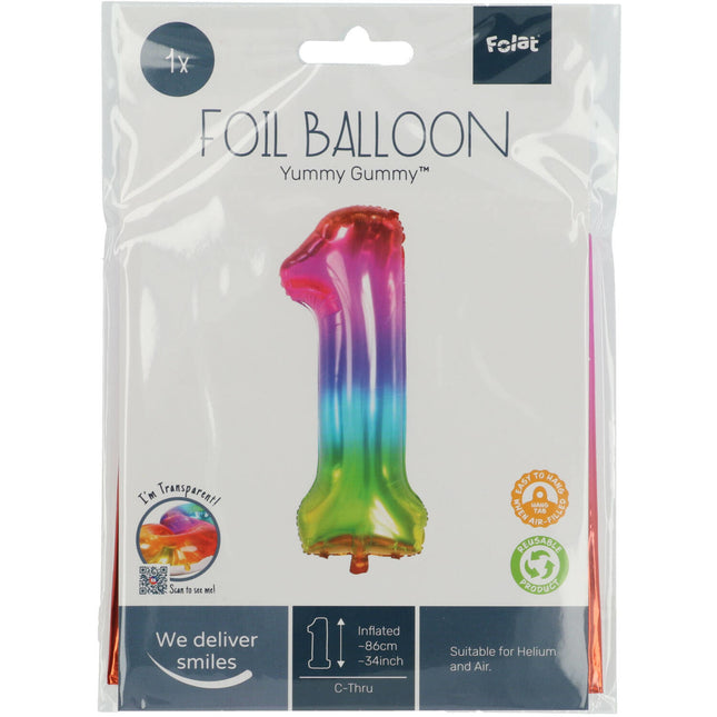 Globo Foil Figura 1 Arco Iris XL 81cm vacío