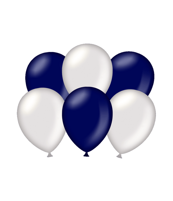 Globos Plata/Azul Oscuro Metalizados 30cm 6pcs