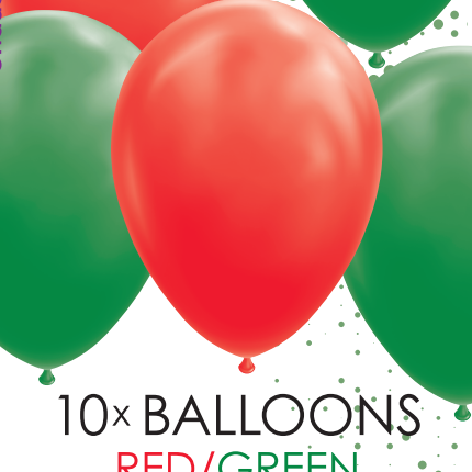 Globos Rojo Verde 30cm 10pcs