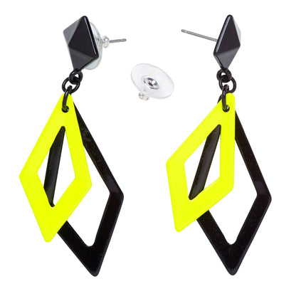 Pendientes Neón 80S Negro Amarillo