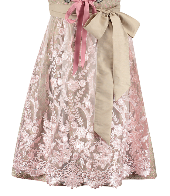 Vestido Dirndl Rosa Dorado Oktoberfest Señoras 2 Piezas