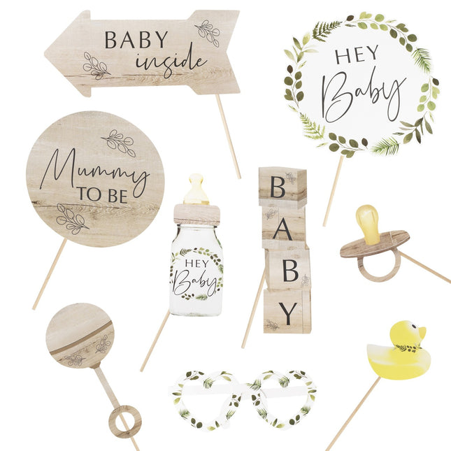 Photobooth Atrezzo Baby Shower 10pcs