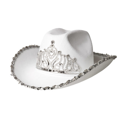 Sombrero Vaquero Purpurina Blanco 39cm