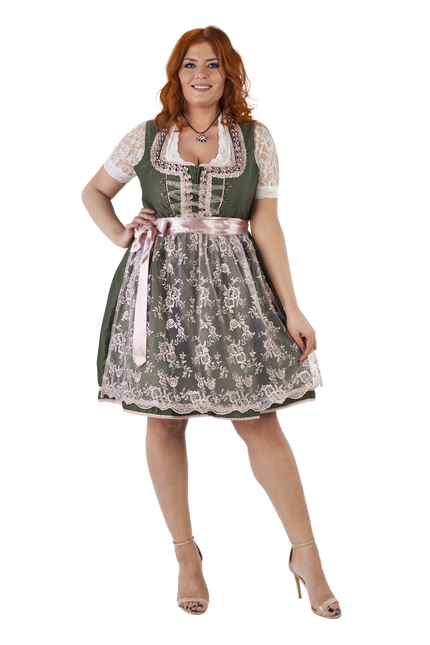 Vestido Dirndl Blanco Verde Oktoberfest Señoras 2 Piezas