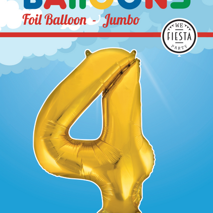 Globo Foil Figura 4 Oro XL 86cm vacío