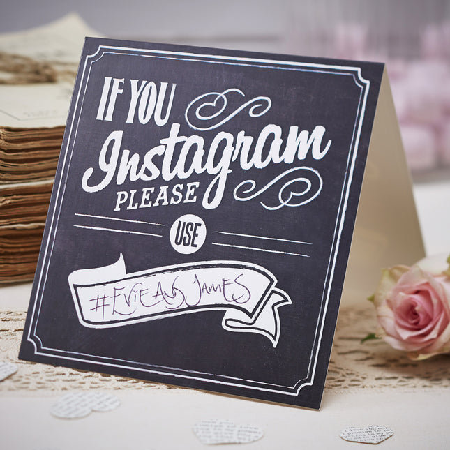 Decoración de mesas de boda Pizarra Instagram