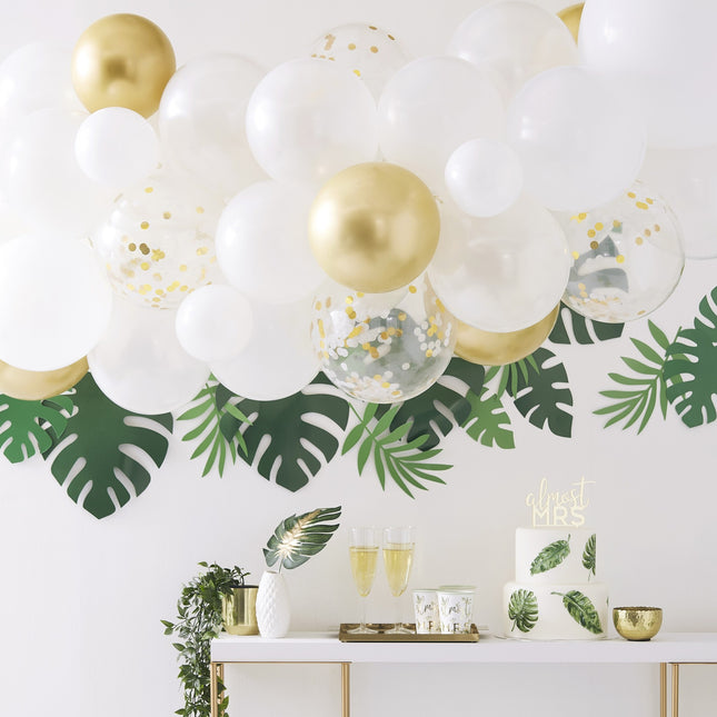 Arco de Globos Dorado/Blanco Set Casero