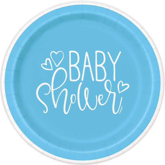 Platos de Baby Shower Azul Niño 8pcs