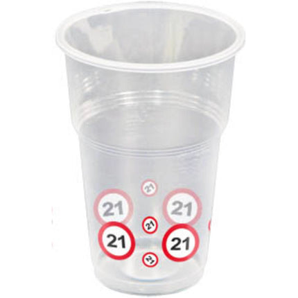 Vasos 21 Años Señal de Tráfico Plástico 350ml 8pcs