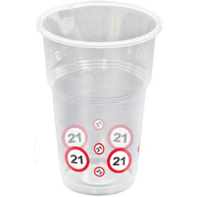 Vasos 21 Años Señal de Tráfico Plástico 350ml 8pcs