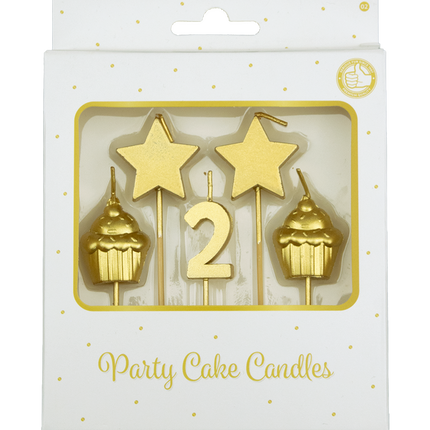 Velas 2 Años Cupcake Oro 17,5cm