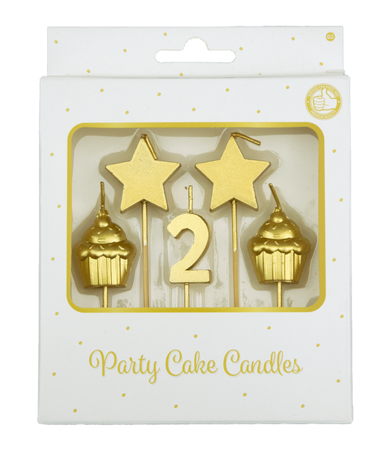 Velas 2 Años Cupcake Oro 17,5cm